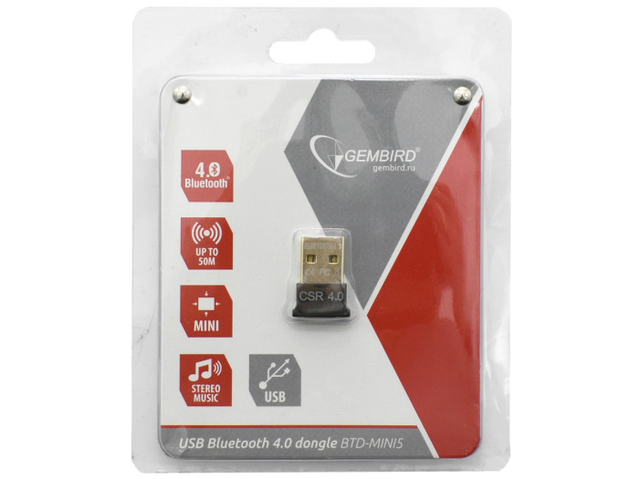 Bluetooth USB adapter Gembird BTD-MINI5, Bluetooth v4.0, 50m