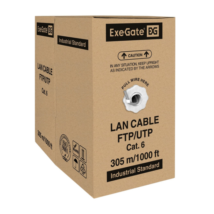 Cable UTP, ExeGate UTP4-C6-CU-S23-IN-PVC-GY-305, бухта (~305м)