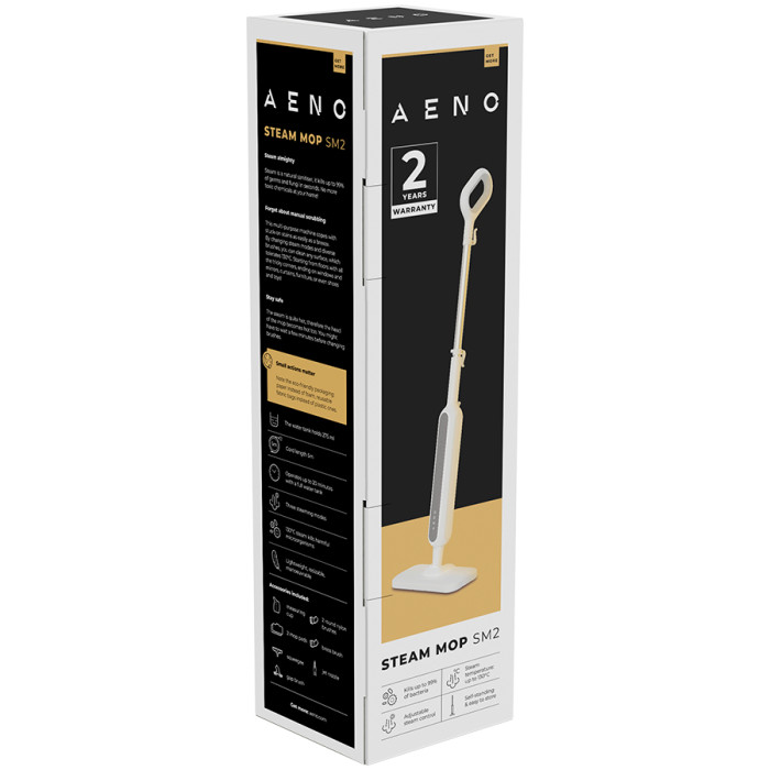Пароочиститель AENO SM2, 1200Вт, 130 °C, IPX4, Объем резервуара 275 мл 3 режима отпаривания, отдельностоящий
