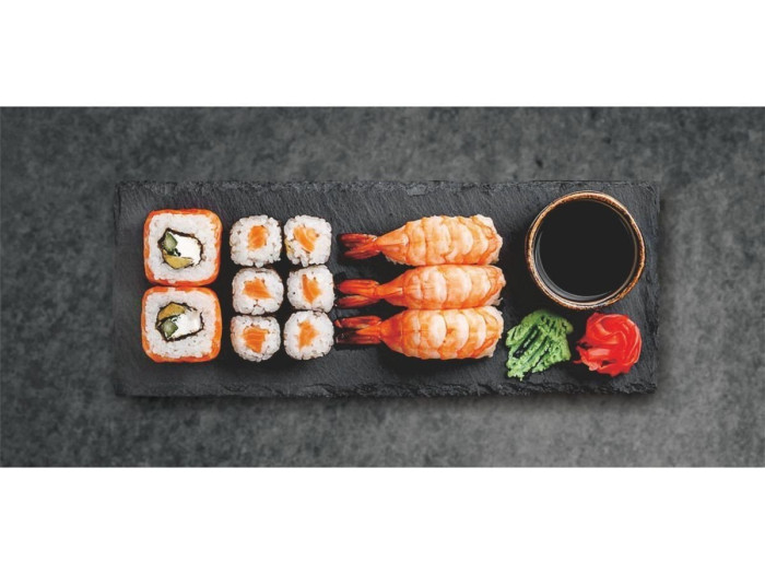 Блюдо для подачи сервировочное, на ножках 48x17 см, сланец, PERFECTO LINEA