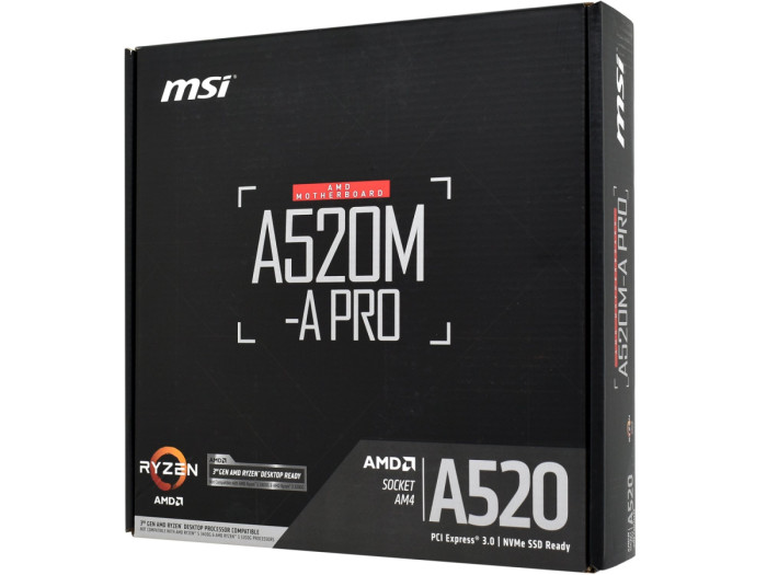 MB Socket AM4, MATX, AMD A520 (DVI+HDMI) MSI A520M-A PRO, 2DDR4, PCIx16, PCIx1