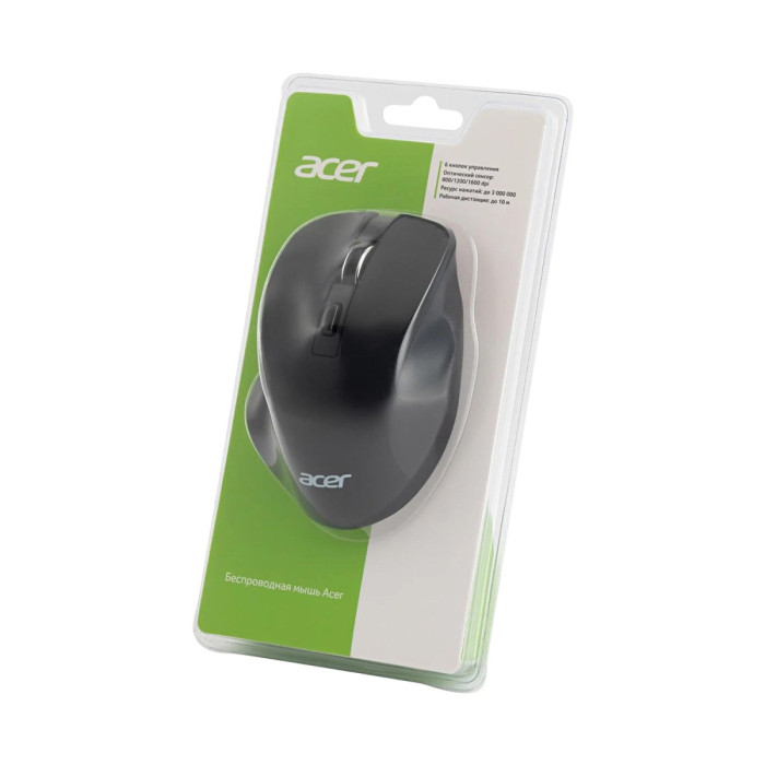 Mouse Acer OMR140, Wireless, Optical 1600 dpi, 1AA, USB, black