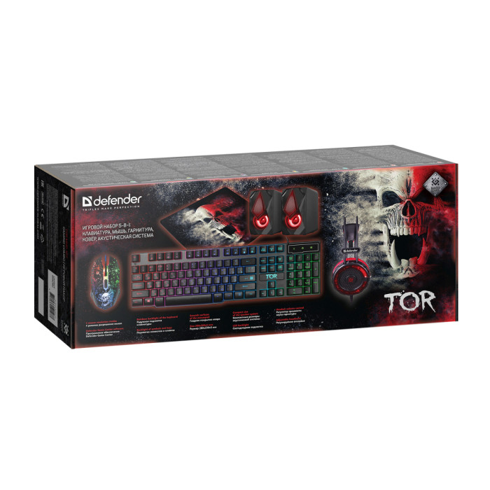 KeyBoard + mouse+pad+headphone+spk, USB, Defender TOR MHP-127, 52127