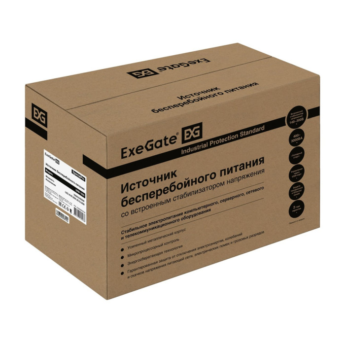 UPS ExeGate UNB-1600.LED.AVR.2SH.3C13.USB, 1600VA/950W, 12V/9Ah*2, (2) Schuko+(3)IEC