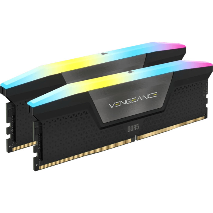 Corsair DDR5, 7200MT/s 32GB 2x16GB DIMM, Unbuffered, 34-44-44-96, OC PMIC, XMP 3.0, VENGEANCE RGB DDR5 Black Heatspreader, RGB LED, 1.45V, for Intel 700
