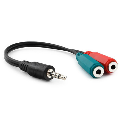 Cable Audio, 3.5mm/m - 2x3.5mm/f, Cablexpert CCA-417, 4 pin -> stereo + mono mic, 0.2m, black