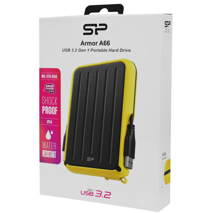 HDD USB 2 TB Silicon Power, A66, SP020TBPHD66SS3Y, USB 3.2, black-yellow