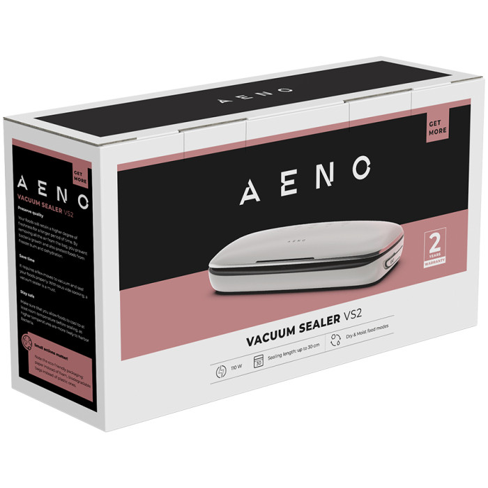 AENO Vacuum sealer VS2: 120W, 75kPa, Dry/Moist Food Mode, 3 modes: Vac+Seal, Seal, Pulse, Max Pocket Width 30 cm