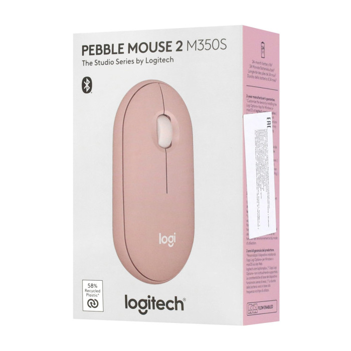 Mouse Logitech Pebble 2 M350S,  4000 dpi, 1AA, BT, Pink