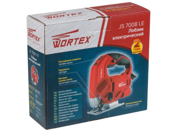 Лобзик электрический WORTEX JS 7008 LE в кор. 710 Вт, 800-3000 ход/мин, пропил до 70 мм.