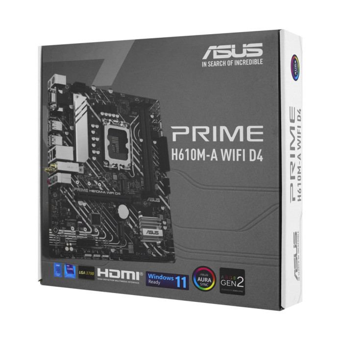MB Socket1700, MATX, iH610 (D-Sub+DP+HDMI,GNIC), ASUS PRIME H610M-A WIFI D4, 2DDR4, PCIx16, PCIx1