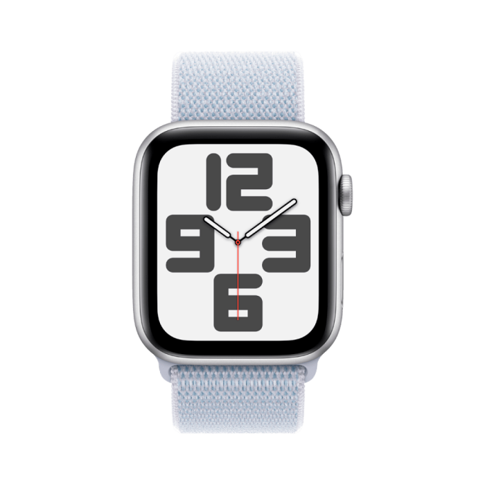Apple Watch SE 2024 GPS 44mm Silver Aluminium Case with Blue Cloud Sport Loop,Model A2723