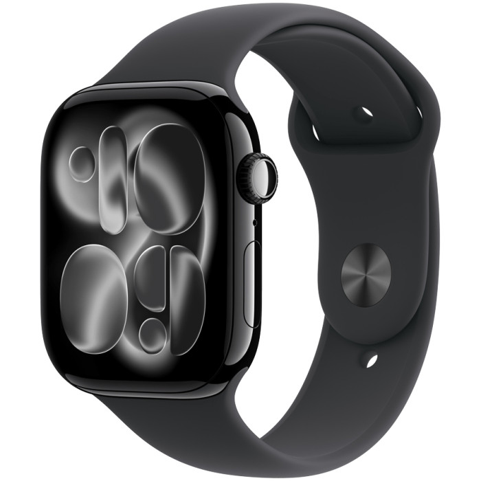 Apple Watch Series 11 GPS 46mm Jet Black Aluminium Case with Black Sport Band - M/L,Model A3333