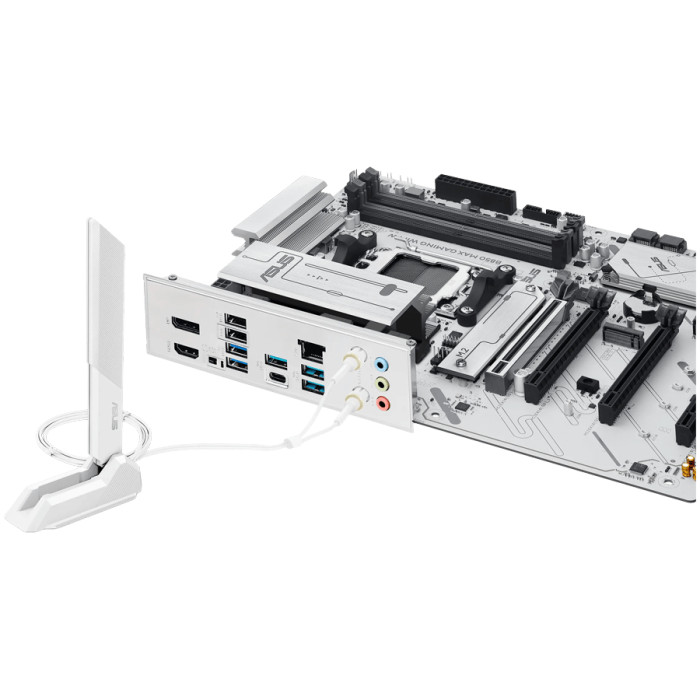 ASUS Main Board Desktop Socket AM5 AMD B850 Chipset 4 xDIMM slots,DDR5 1 x DisplayPort 1 x HDMI port 1 x PCIe 5.0 x16 slot(supports x16 mode) 1 x Wi-Fi module 3 x M.2 4 x SATA ATX Form Factor