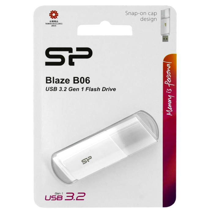 USB flash  64GB Silicon Power, Blaze B06, SP064GBUF3B06V1W, USB 3.0, white