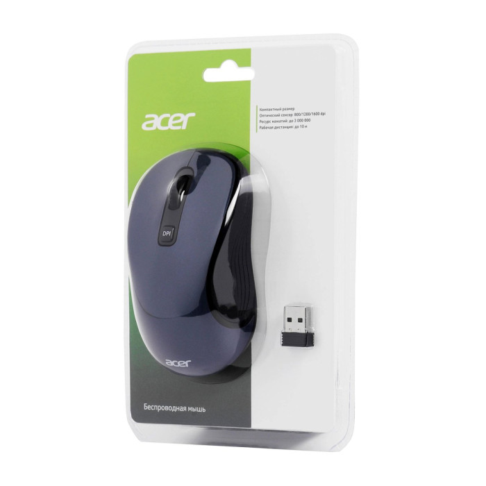 Mouse Acer OMR306, Optical 1600 dpi, 1AA, USB, black