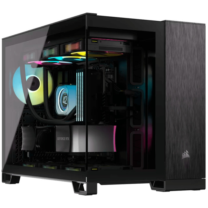 CORSAIR 2500X Micro ATX Dual Chamber PC Case - Black/Obsidian Aluminum