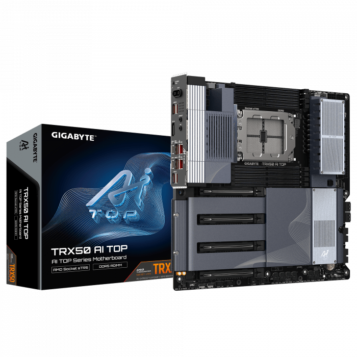 Сист.плата GigabyteTRX50 AI TOP 1.0, TRX50, TR5, 8xECC RDIMM DDR5, 4xPCI-E x16, 2xUSB 4.0 Type C, WIFI7, BOX