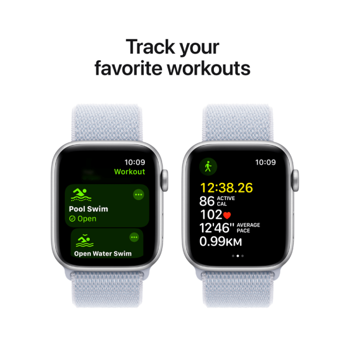 Apple Watch SE 2024 GPS 40mm Silver Aluminium Case with Blue Cloud Sport Loop,Model A2722