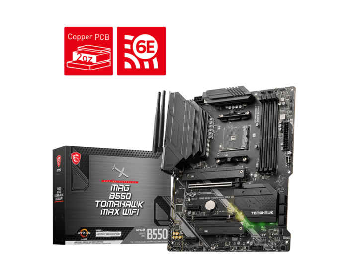 Материнская плата MSI MAG B550 TOMAHAWK MAX WIFI AM4 B550 4xDDR4 6xSATA3 RAID 2xM.2 HDMI DP ATX