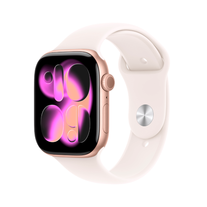 Apple Watch Series 11 GPS 46mm Rose Gold Aluminium Case with Light Blush Sport Band - M/L,Model A3333