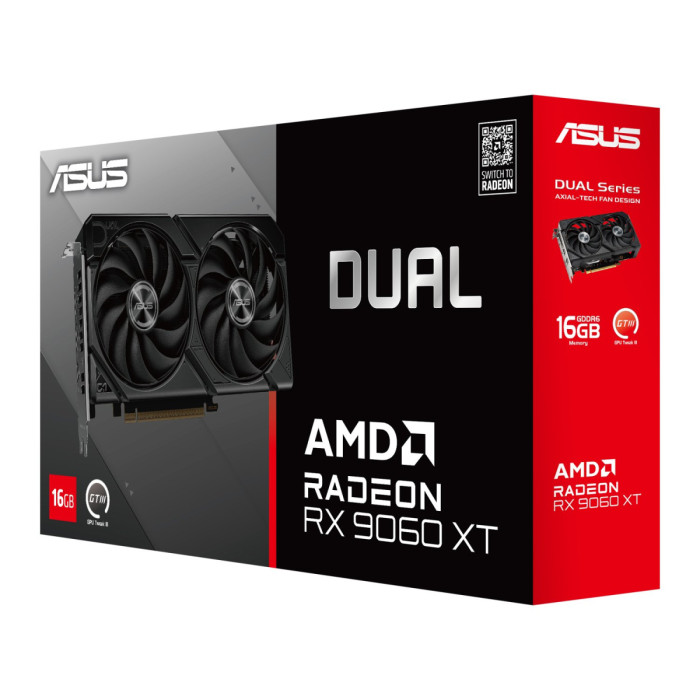 GPU AMD,16 GB, ASUS RX 9060 XT DUAL [DUAL-RX9060XT-16G], HDMI/2DP, GDDR6/128bit