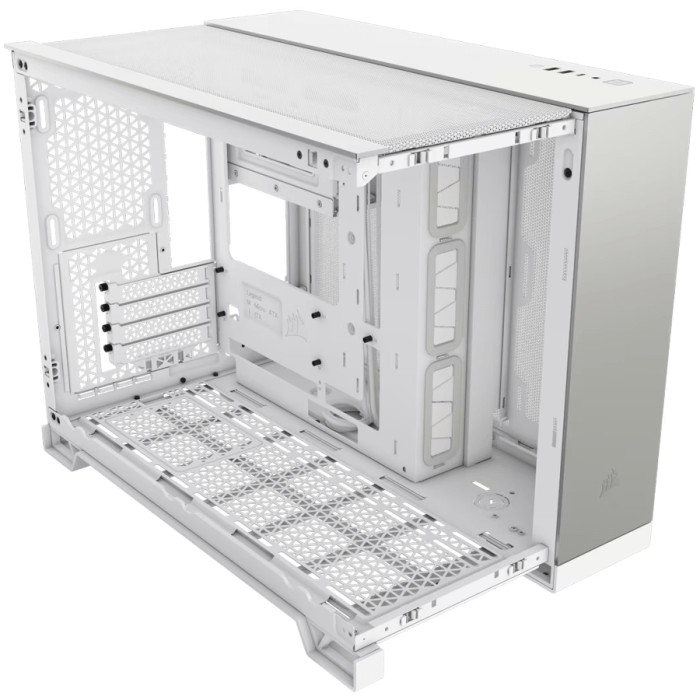 CORSAIR 2500X Micro ATX Dual Chamber PC Case - White/Satin Gray Aluminum