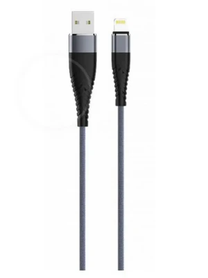 Кабель Olmio Solid, USB 2.0 - lightning, 1.2м, 2.1A, усиленный, цвет титановый