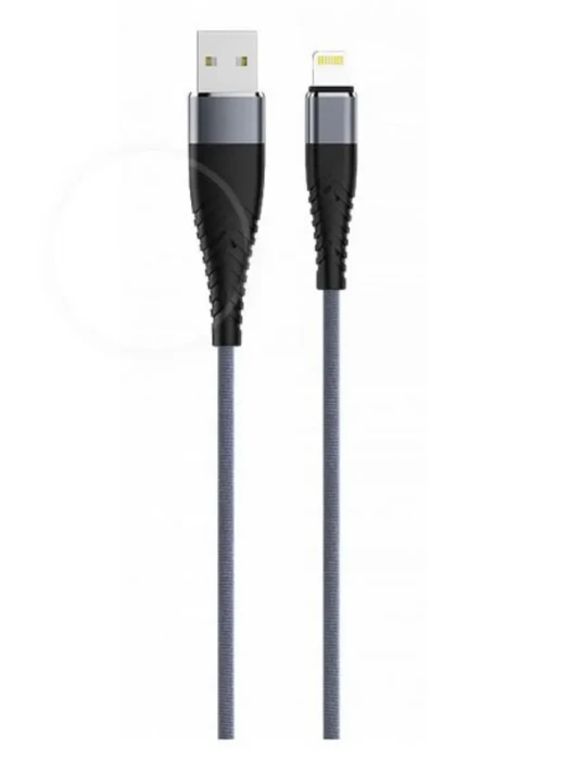 Кабель Olmio Solid, USB 2.0 - lightning, 1.2м, 2.1A, усиленный, цвет титановый