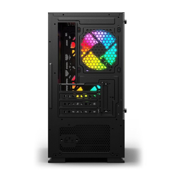 Корпус Wintek Shadow 701-B TG, Micro ATX, USB 1*3.0/1*2.0, HD-Audio+Mic, 2*14cm+1*12cm ARGB fan (без контроллера), чёрный