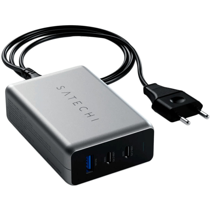 SATECHI 100W USB-C PD Compact Charger- EU ( x2 Type-C / x1 Type-A) (space gray)