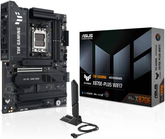 Сист.плата ASUS TUF GAMING X870E-PLUS WIFI7, X870E, AM5, 4xDDR5, 2xPCI-E x16, PCI-E x1, M2, SATA, HDMI,  2xUSB 40Gbps