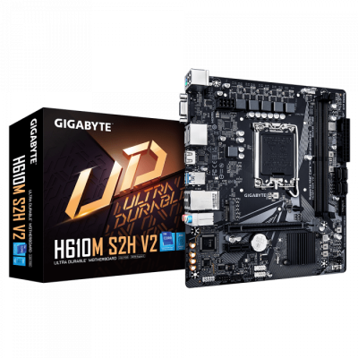 Сист.плата Gigabyte H610M S2H V2, H610, 1700, 2xDDR5, PCI-E x16, PCI-E x1, M2, SATA, 2xDP, HDMI, D-Sub, BOX