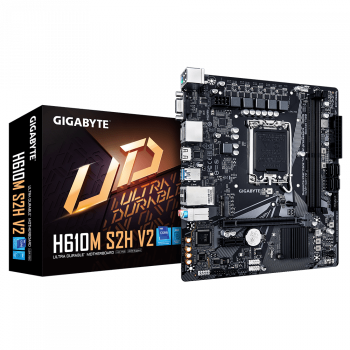 Сист.плата Gigabyte H610M S2H V2, H610, 1700, 2xDDR5, PCI-E x16, PCI-E x1, M2, SATA, 2xDP, HDMI, D-Sub, BOX