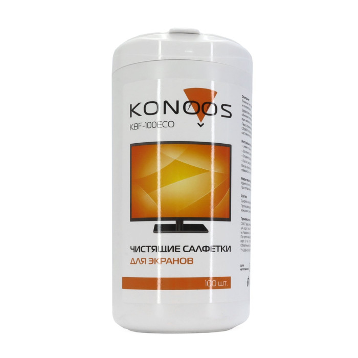 Чистящие салфетки Konoos, KBF-100ECO, 100 шт, влажные салфетки для экранов