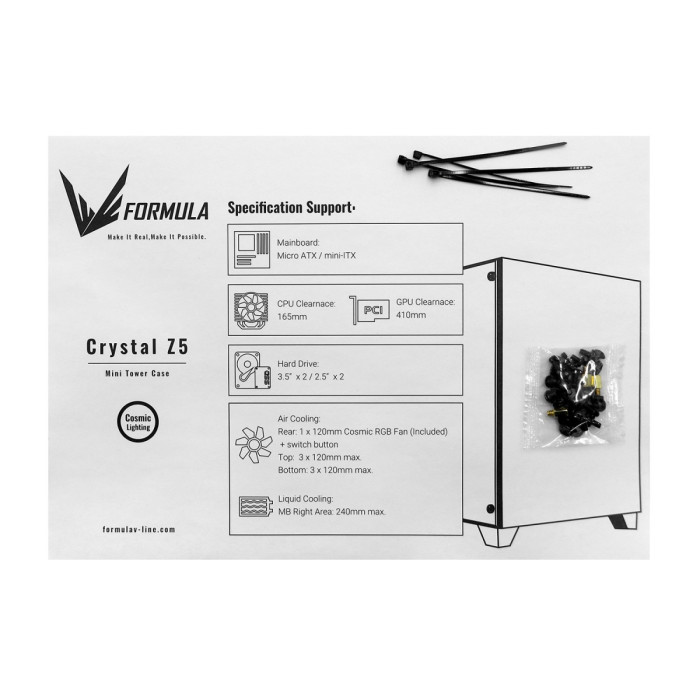 Case MATX mini tower Formula V, Crystal Z5, 1*120 ARGB, (Без БП), black