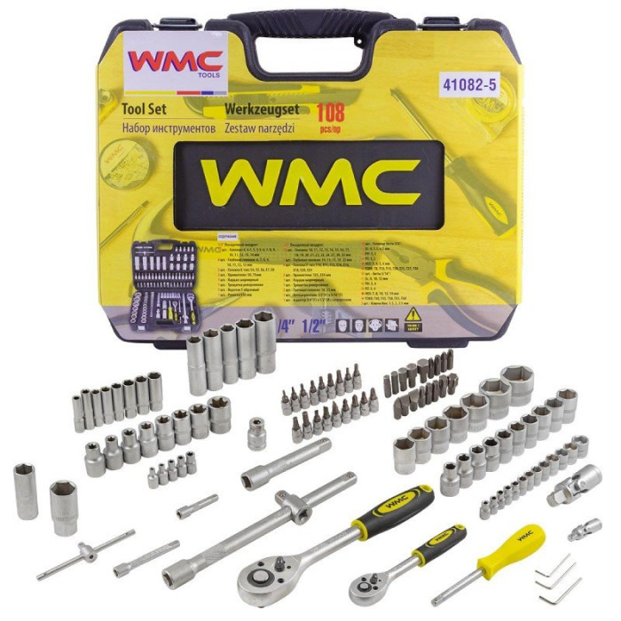 Набор инструментов 108пр. 1/2'', 1/4'' (6гр.)(4-32мм) WMC TOOLS 47693       WMC-41082-5