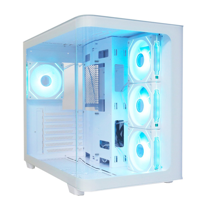 Case ATX midi tower AeroCool, P500C-G-WT-V1, (без БП), white