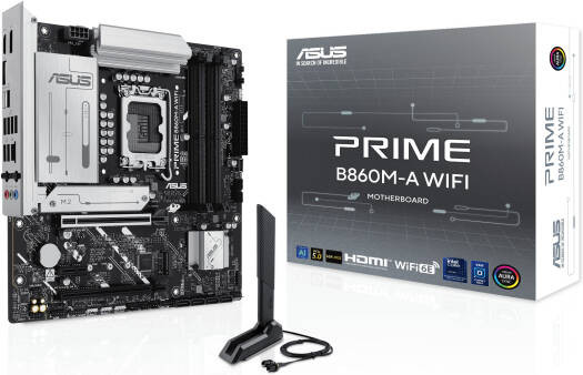 Сист.плата ASUS PRIME B860M-A WIFI, B860, 1851, 4xDDR5, 2xPCI-E x16, PCI-E x1, M2, SATA, HDMI, DP, USB 20Gbps,WIFI6E,BOX