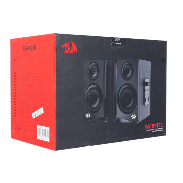 SPK active Redragon Andante, 5W*2, 100-18000 Hz, AUX/BT, black (70931)
