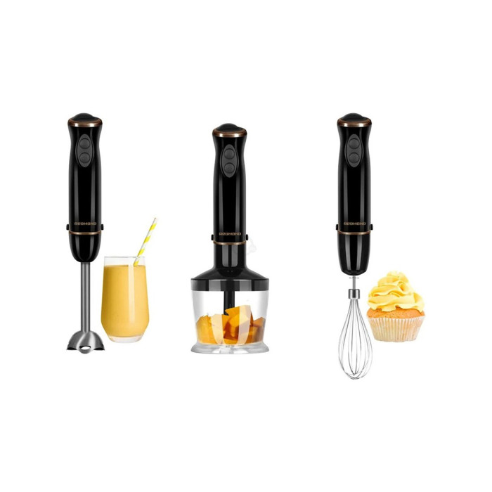 Погружной блендер, Redmond, BH409, 3 в 1, Скорость работы 14300 об/мин, 5 скоростей, Турборежим, Плавная регулировка скорости, Мощность 1300 Вт, Длина шнура 1м, Черный
