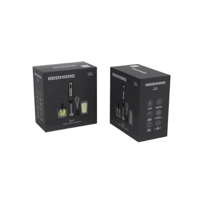 Погружной блендер, Redmond, BH409, 3 в 1, Скорость работы 14300 об/мин, 5 скоростей, Турборежим, Плавная регулировка скорости, Мощность 1300 Вт, Длина шнура 1м, Черный
