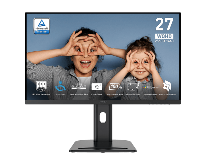Монитор 27" MSI PRO MP273QP E2 IPS 2560х1440 100Hz 1ms 400cd/m 1300:1 1xDP 2xHDMI 2x3W Черный
