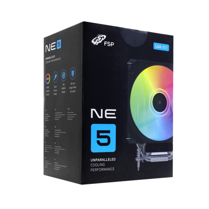 Cooler FSP, NE5, for S1851/1700/1200/AMD,180W, 12cm fan, 800-1600rpm, 4pin