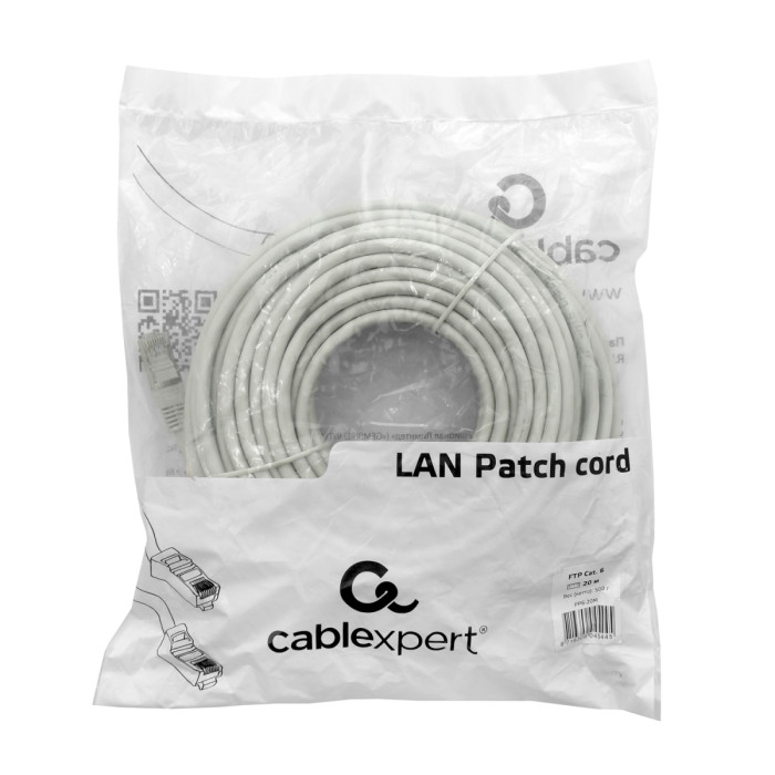 Cable  Patch cord  FTP 6e-Cat 20 m Cablexpert PP6-20M, серый