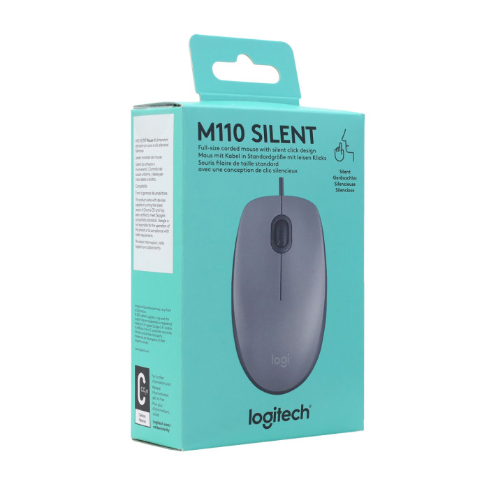 Mouse Logitech M110 Silent, optical, 2+1 buttons, USB, [910-006760], gray