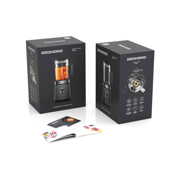Стационарный блендер, Redmond, BS410, 3 скорости, Скорость работы 19500 об/мин, Объем кувшина 1.8л, Импульсный режим, Плавная регулировка скорости, Самоочистка, Мощность 2100 Вт, Длина шнура 0.9м, Черный