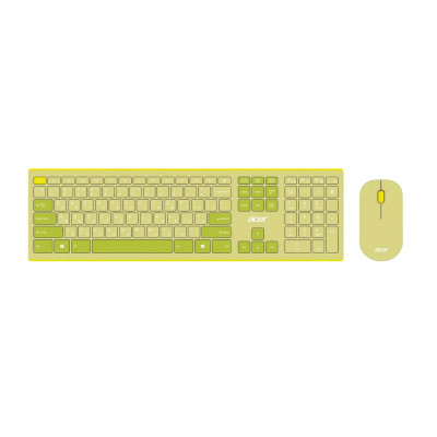 KeyBoard + mouse, USB, Acer OCC205, Wireless, rus/lat, Green/Yellow