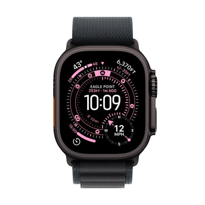 Apple Watch Ultra 3 GPS + Cellular 49mm Black Titanium Case with Black Alpine Loop - Medium,Model A3281