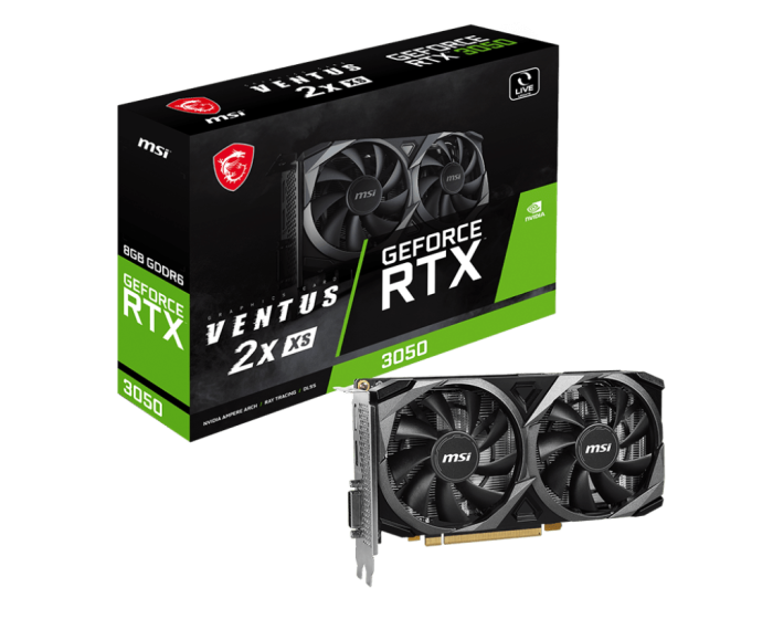 Видеокарта MSI GeForce RTX 3050 VENTUS 2X  8G, 8G GDDR6 DVI HDMI DP RTX 3050 VENTUS 2X XS 8G